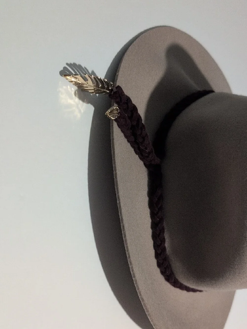 Milk & Soda Taupe 100% Wool Fedora Hat Braided Accent